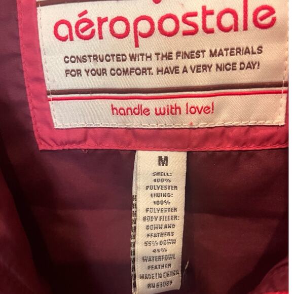 Aeropostale Down Puffer Vest – Pink & Burgundy Colorblock, Size M - Picture 3 of 4